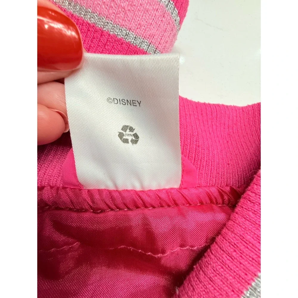 Disney Minnie Mouse Bomber Jacket Pink Girls 7/8 Ohana "Family" Embroidered - Picture 10 of 15